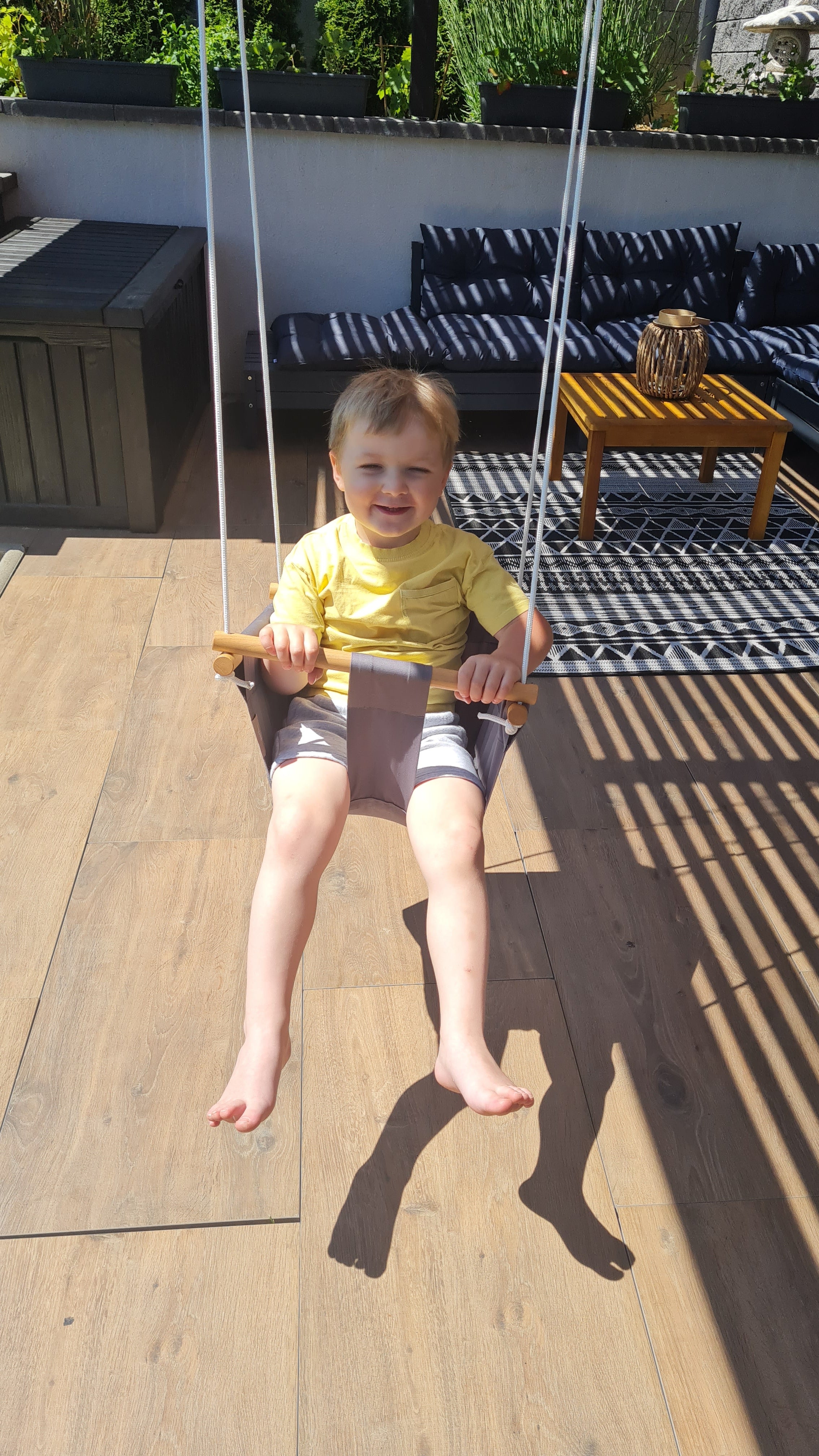 homba® kids hojdačka bavlnená sivá (od 6 mesiacov)